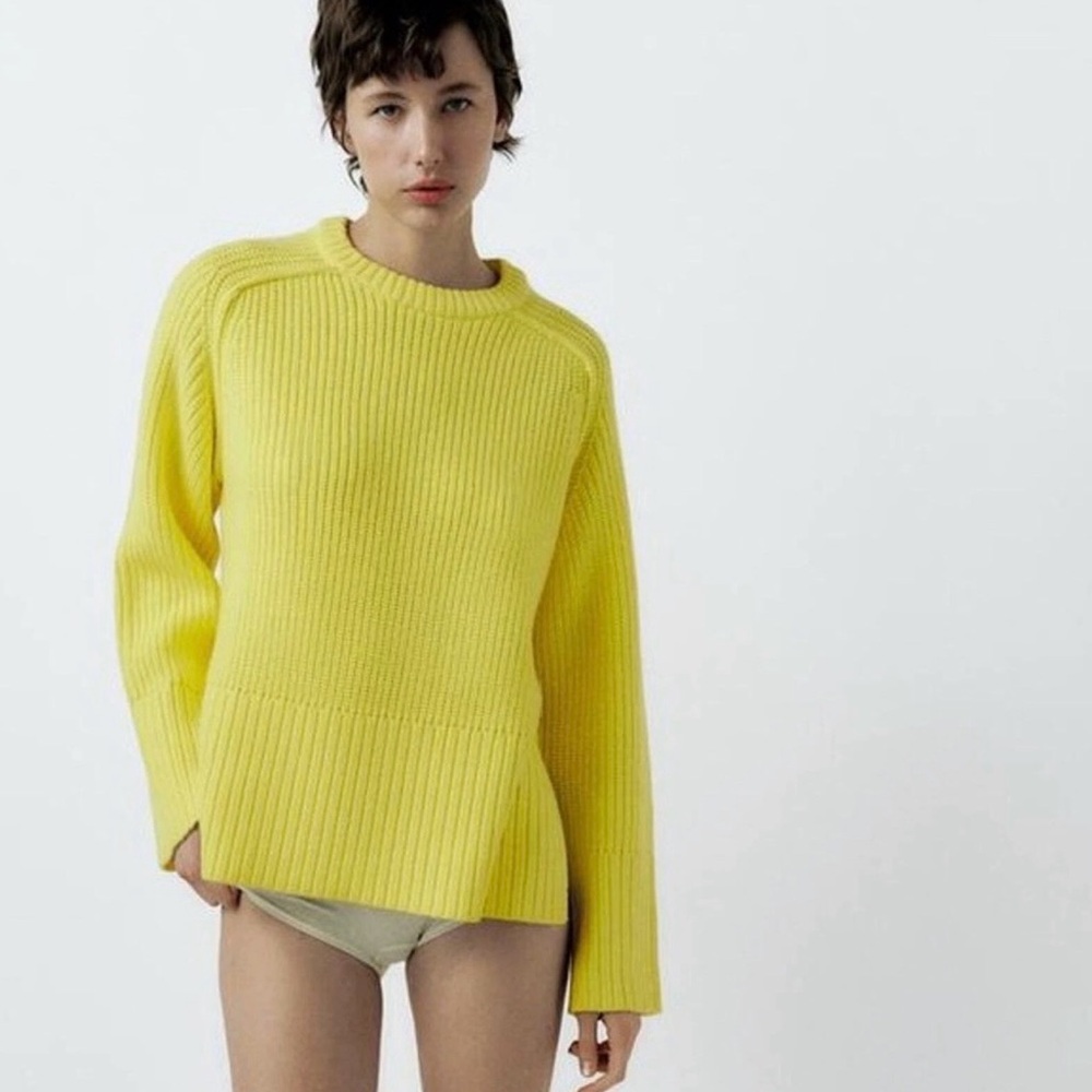 ZARA BASIC SIDE VENT KNIT SWEATER NWT - image 1